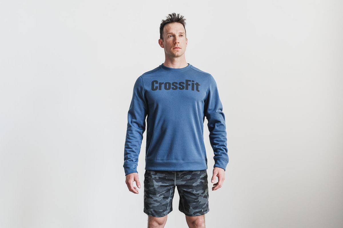 Nobull Crossfit® Crew Men\'s Sweatshirts Navy | Australia (UF8941)